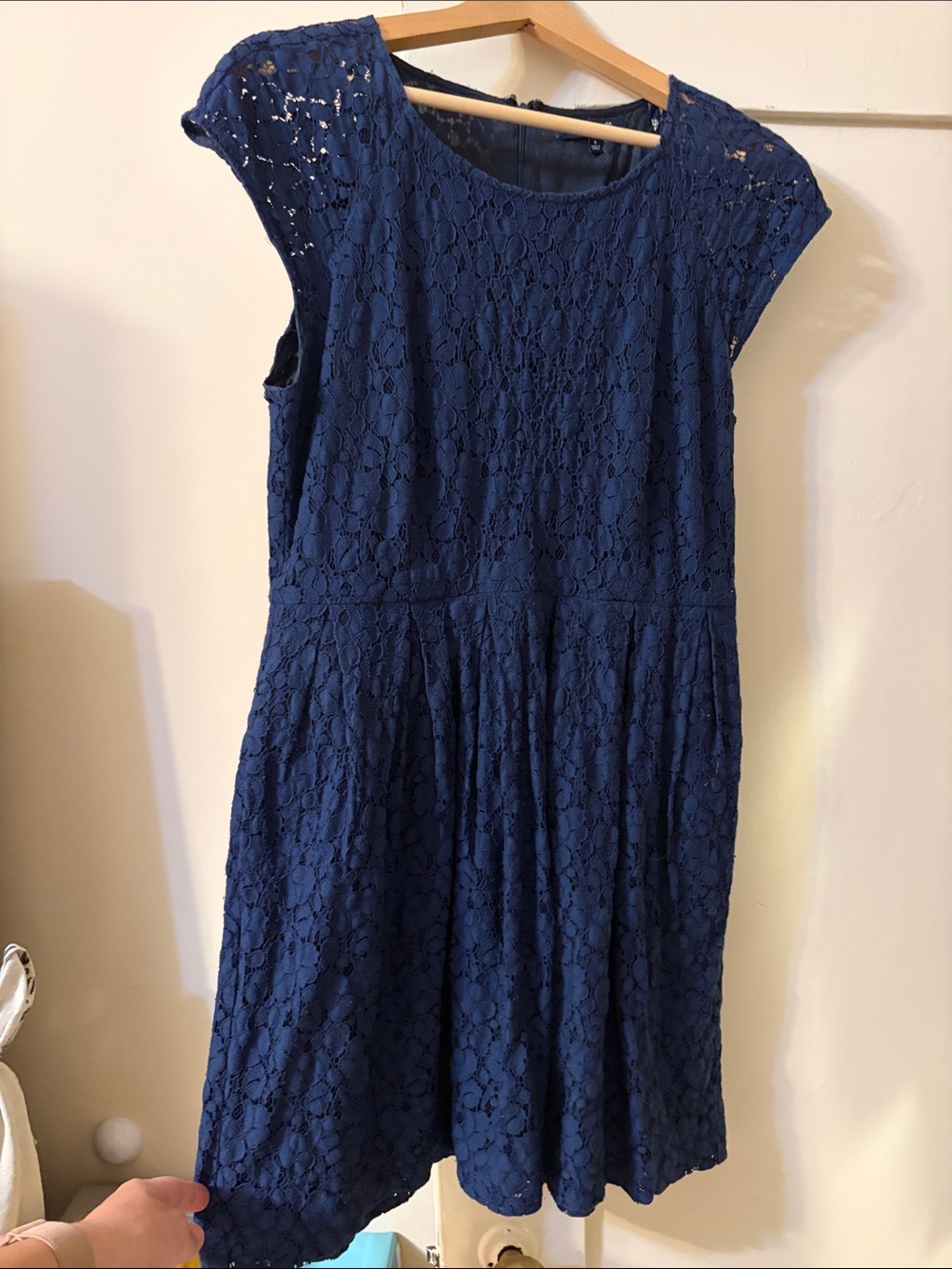 Madewell Navy Blue Lace Cap-Sleeve Dress